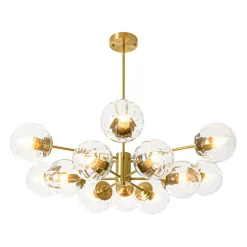Tiered Ribbed Glass Globe Round Sputnik Chandelier