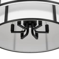 2-Tier Large White Fabric Drum Cage Chandelier