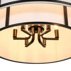 2-Tier Large White Fabric Drum Cage Chandelier