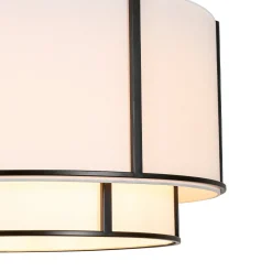 2-Tier Large White Fabric Drum Cage Chandelier