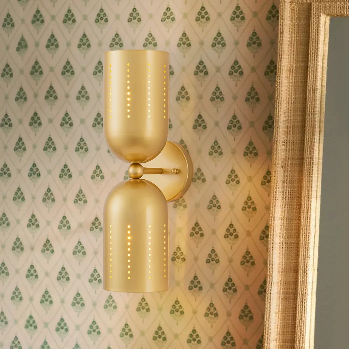 Tulip 2-Light Brass Up Down Hourglass Vanity Wall Sconce