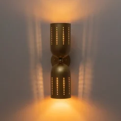 Tulip 2-Light Brass Up Down Hourglass Vanity Wall Sconce