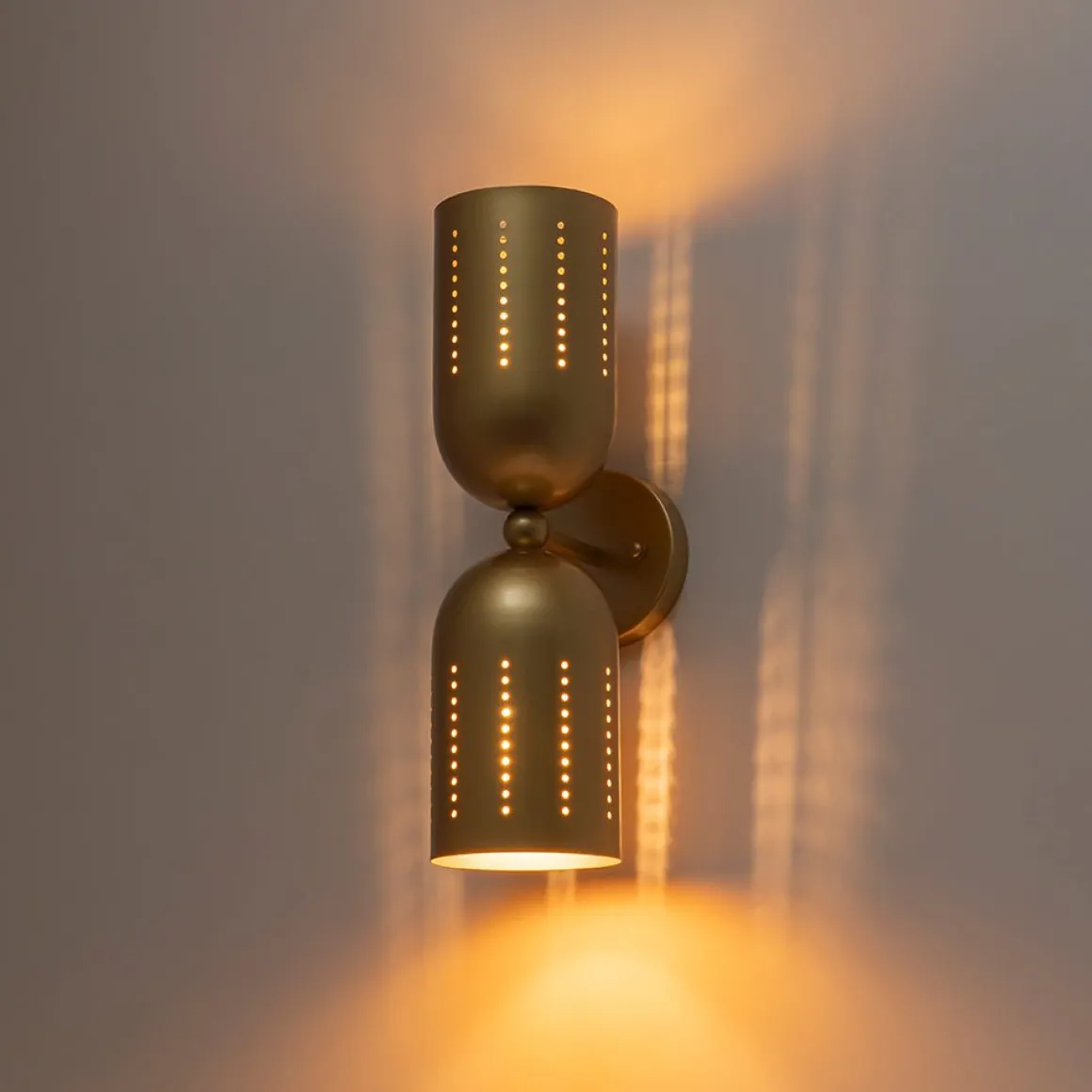 Tulip 2-Light Brass Up Down Hourglass Vanity Wall Sconce