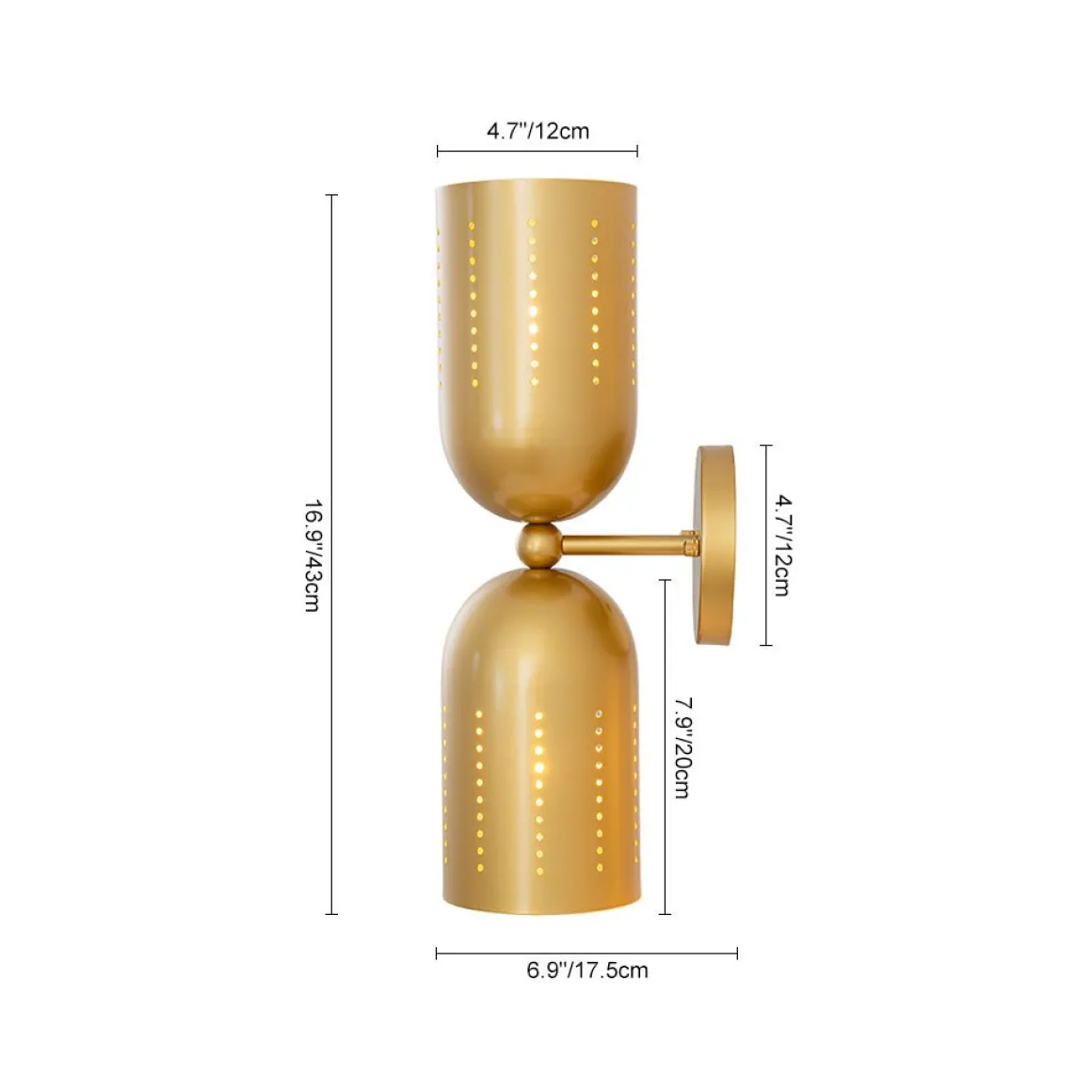 Tulip 2-Light Brass Up Down Hourglass Vanity Wall Sconce