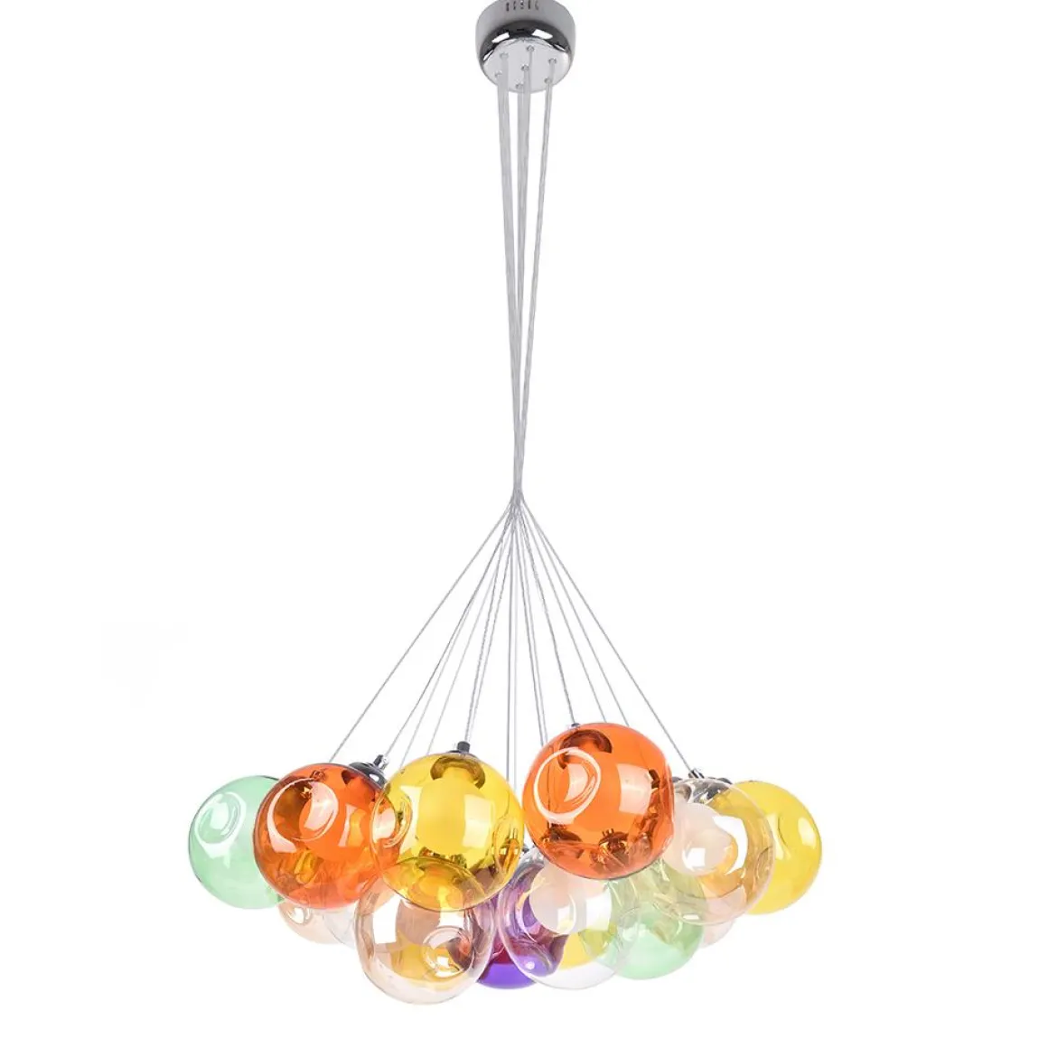 Unique Multi-Color Globe Cluster Chandelier