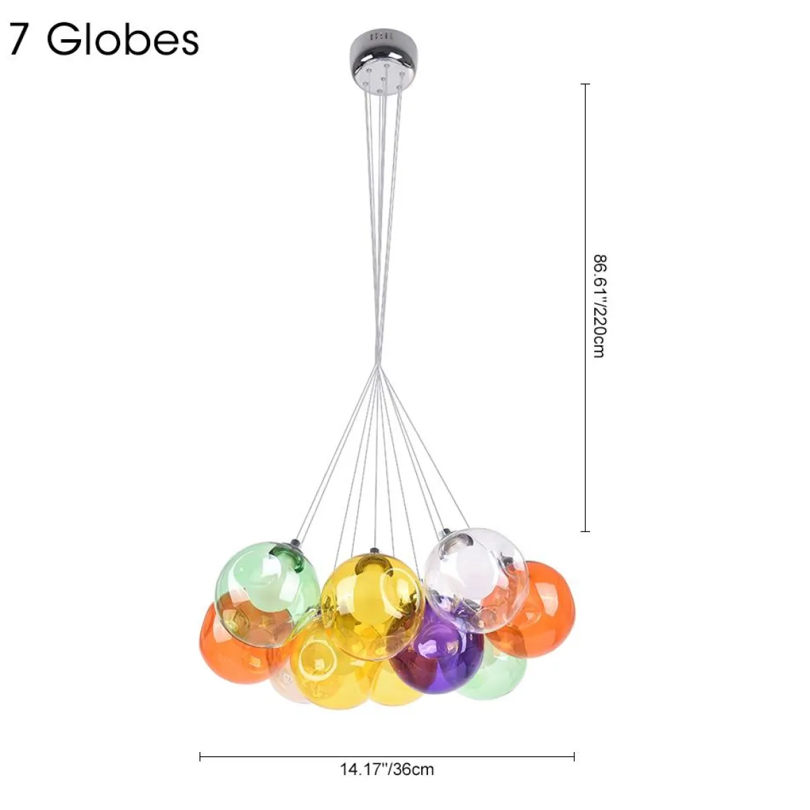 Unique Multi-Color Globe Cluster Chandelier