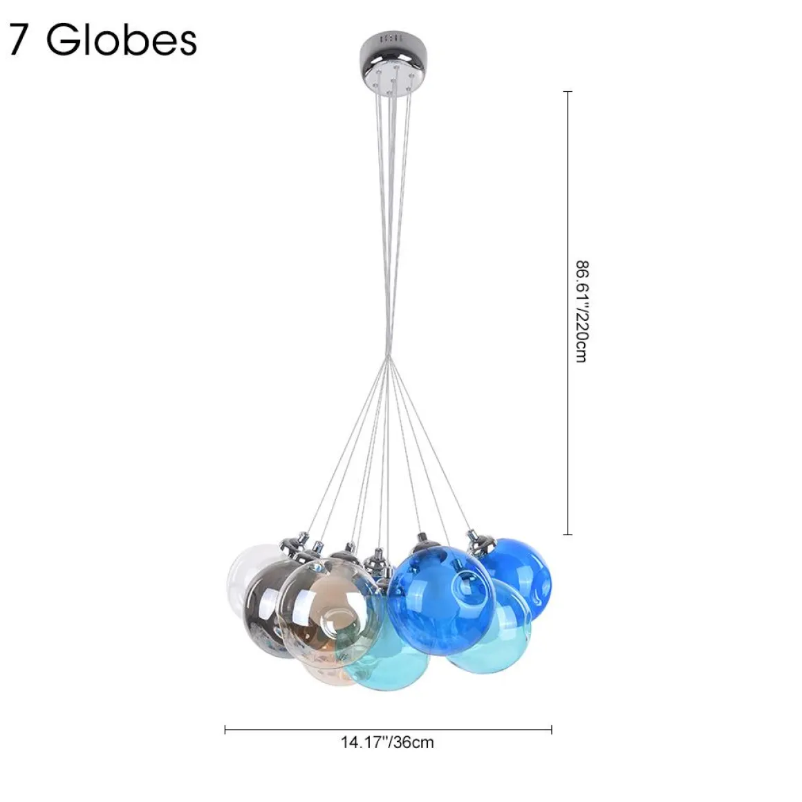 Unique Multi-Color Globe Cluster Chandelier