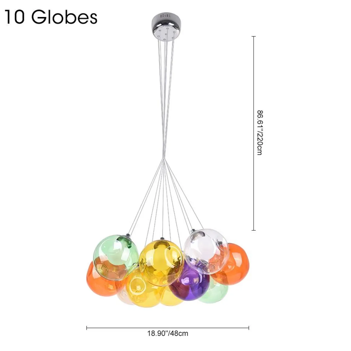Unique Multi-Color Globe Cluster Chandelier
