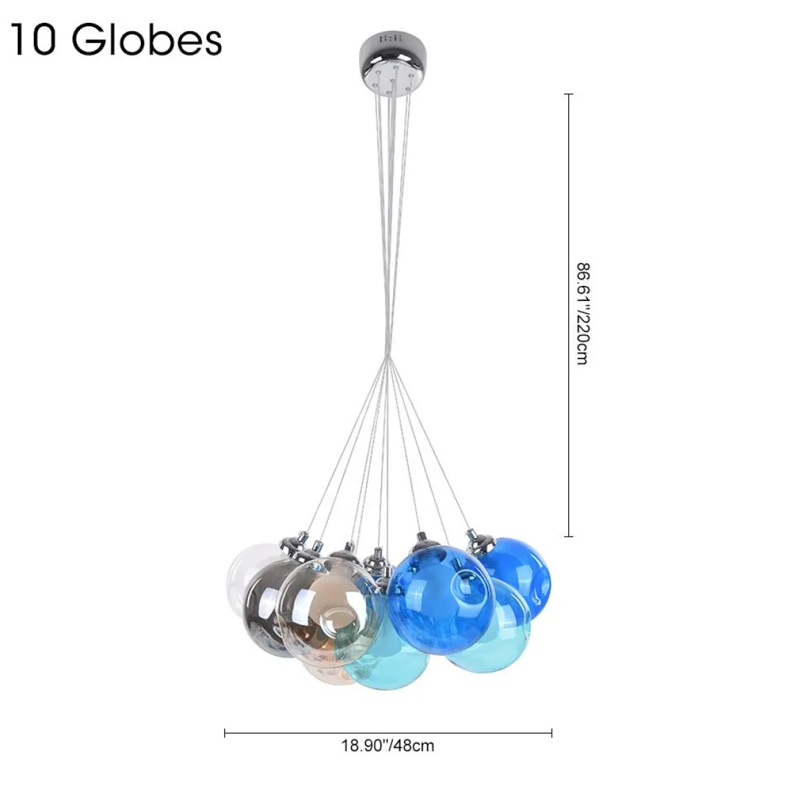 Unique Multi-Color Globe Cluster Chandelier