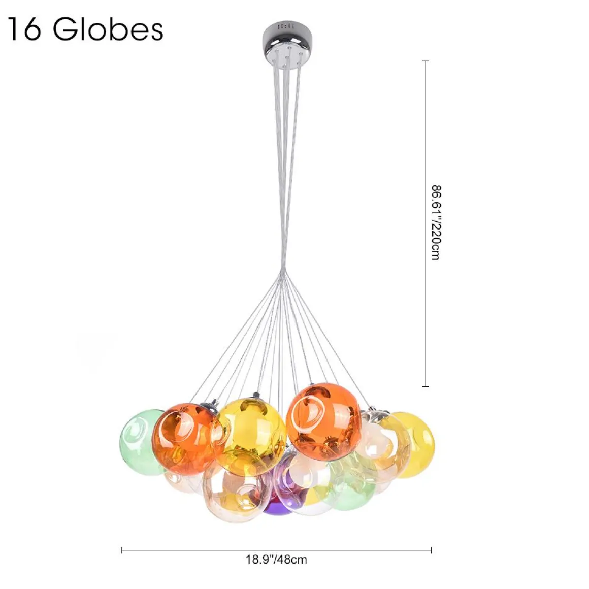 Unique Multi-Color Globe Cluster Chandelier