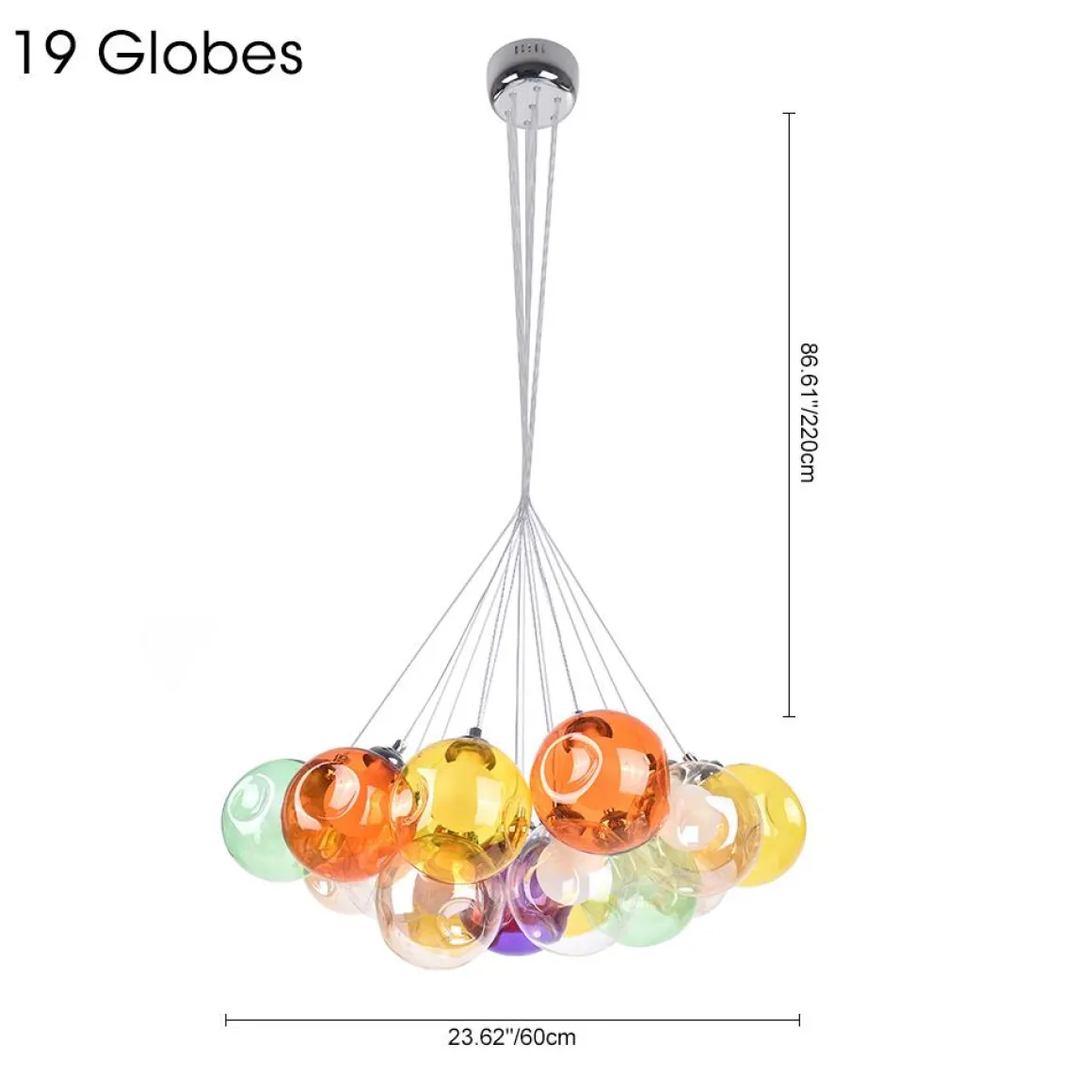 Unique Multi-Color Globe Cluster Chandelier