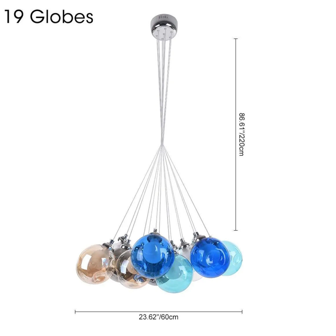 Unique Multi-Color Globe Cluster Chandelier
