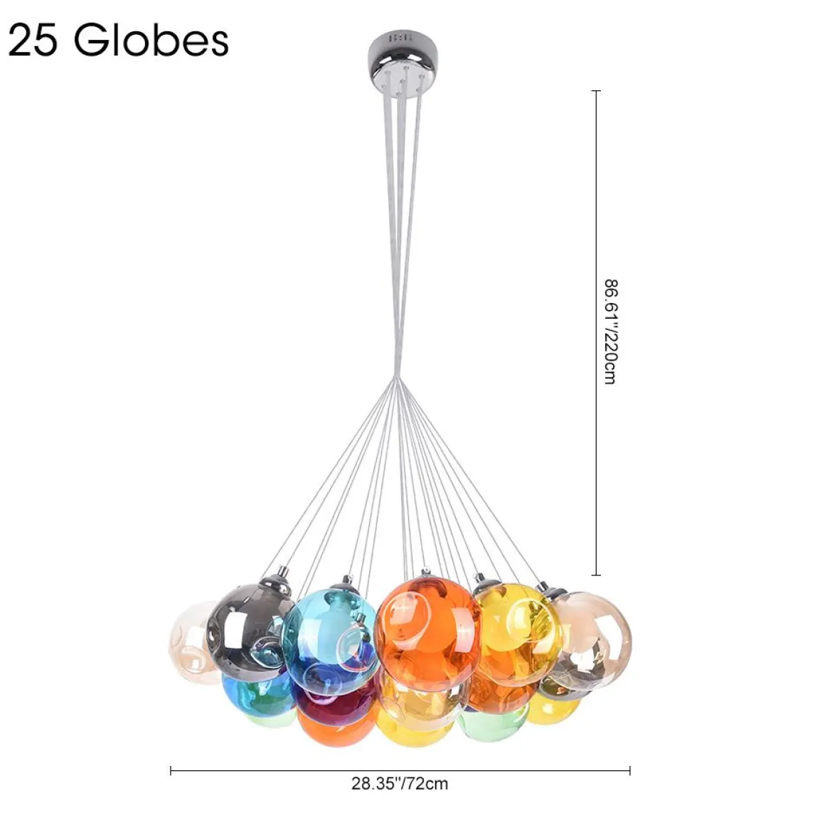 Unique Multi-Color Globe Cluster Chandelier