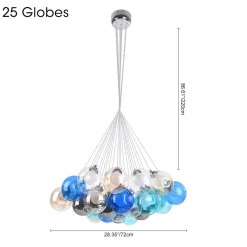 Unique Multi-Color Globe Cluster Chandelier