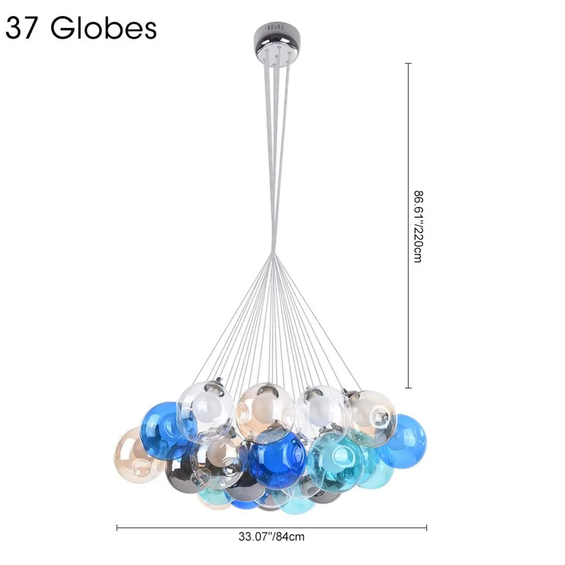 Unique Multi-Color Globe Cluster Chandelier