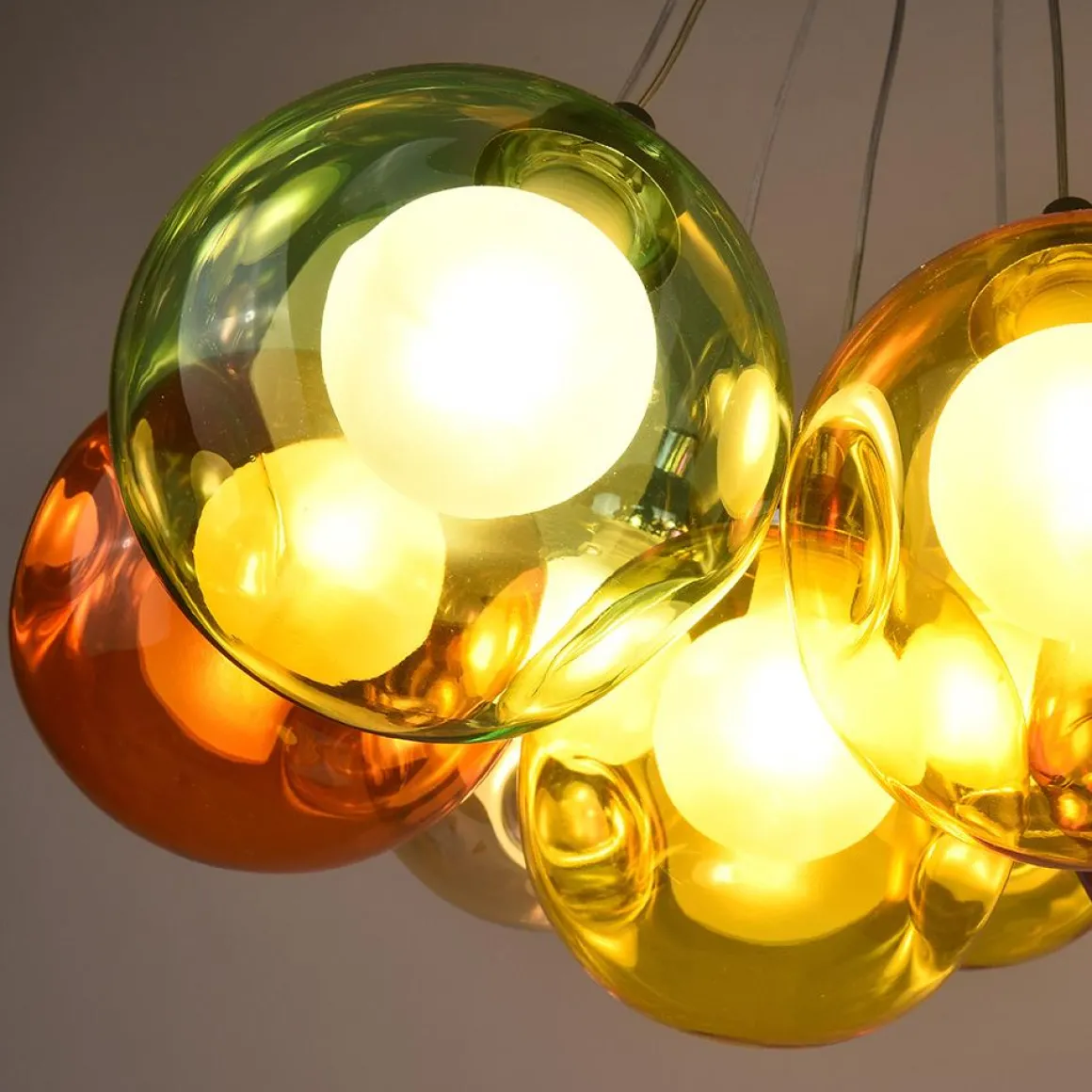 Unique Multi-Color Globe Cluster Chandelier