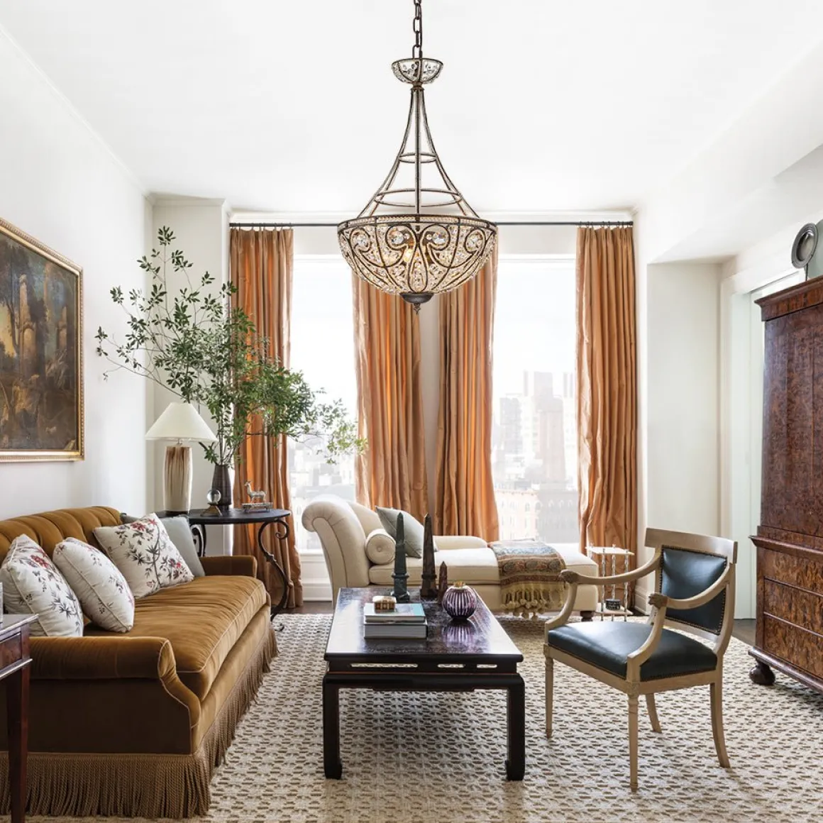 Victorian Antique Bronze Crystal Empire Chandelier