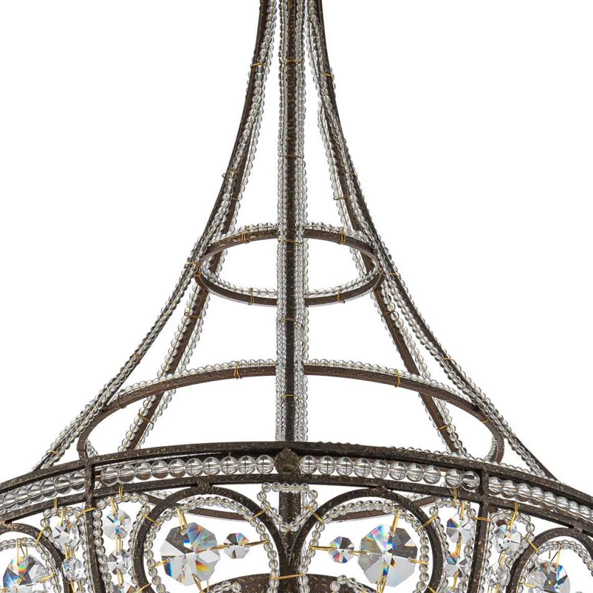 Victorian Antique Bronze Crystal Empire Chandelier