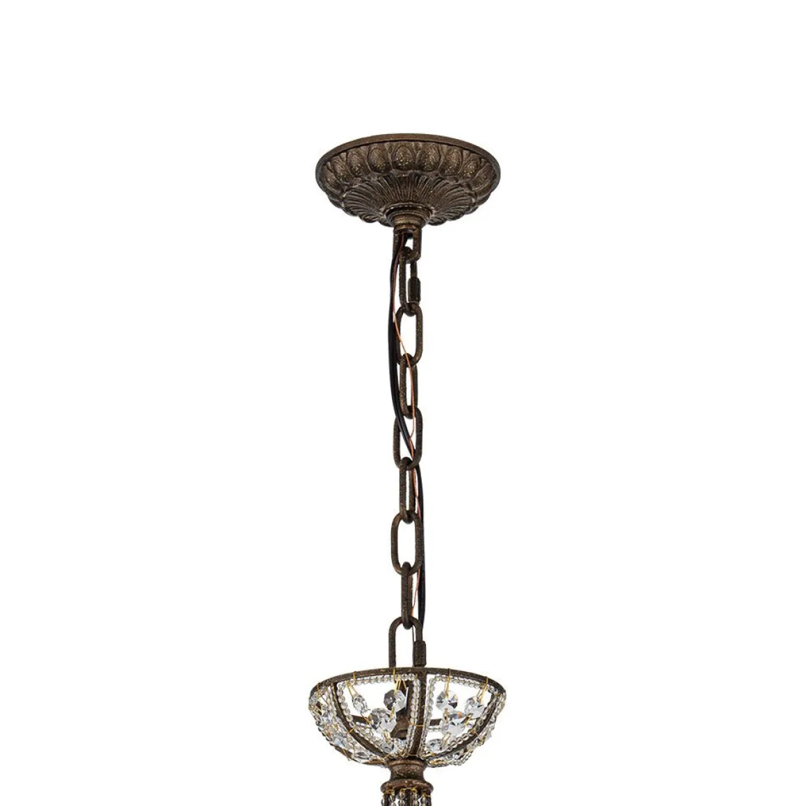 Victorian Antique Bronze Crystal Empire Chandelier