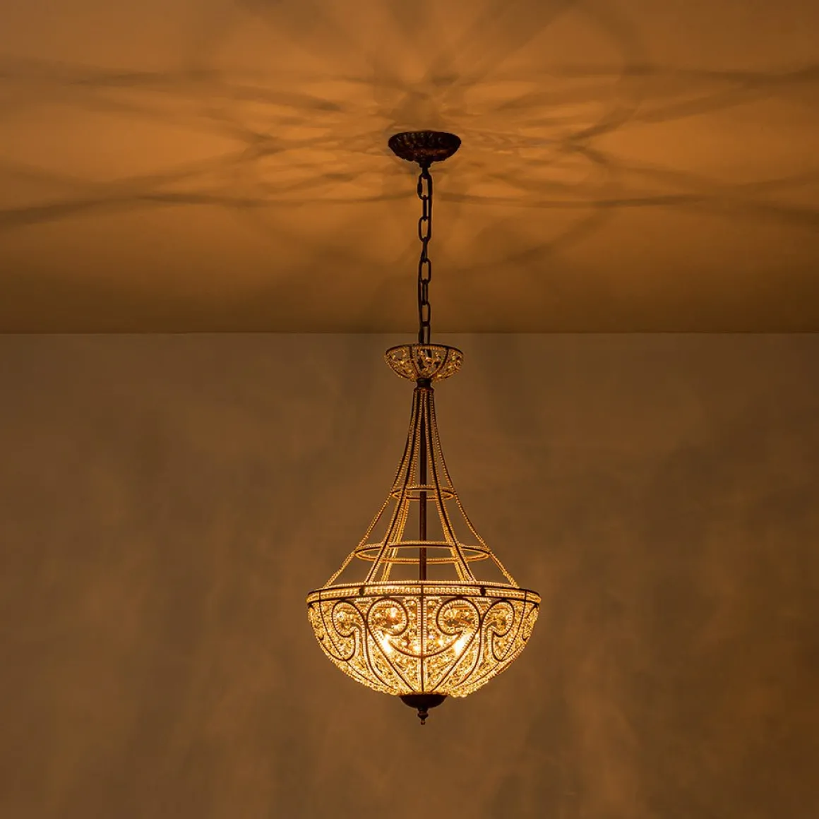 Victorian Antique Bronze Crystal Empire Chandelier