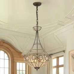 Victorian Antique Bronze Crystal Empire Chandelier
