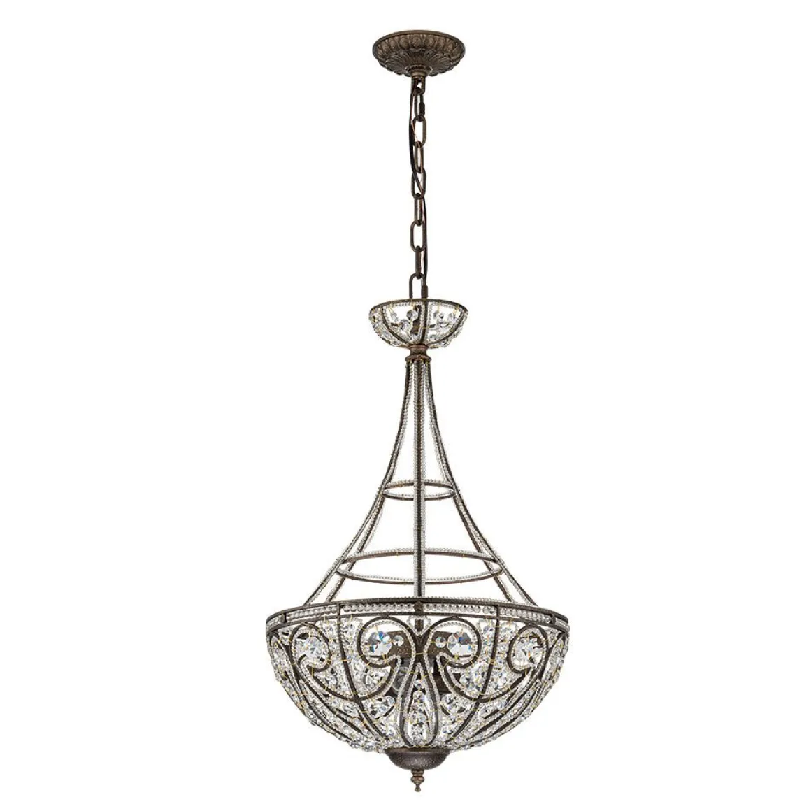 Victorian Antique Bronze Crystal Empire Chandelier