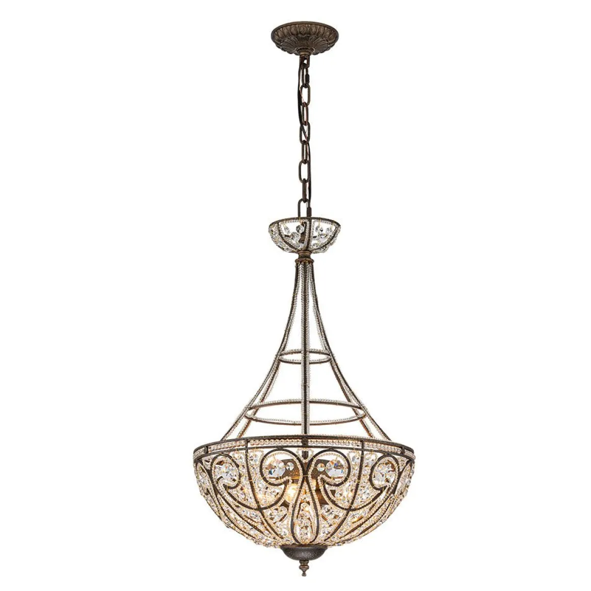 Victorian Antique Bronze Crystal Empire Chandelier