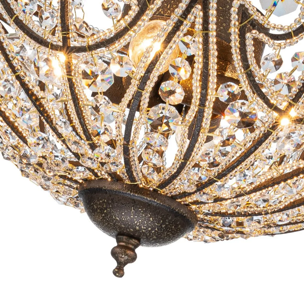 Victorian Antique Bronze Crystal Empire Chandelier
