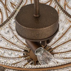Victorian Antique Bronze Crystal Semi Flush Light
