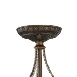 Victorian Antique Bronze Crystal Semi Flush Light