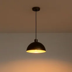 Vintage Antique Bronze 1-Light Iron Dome Pendant Light