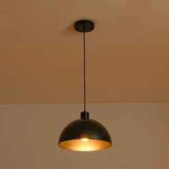 Vintage Antique Bronze 1-Light Iron Dome Pendant Light