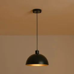 Vintage Antique Bronze 1-Light Iron Dome Pendant Light