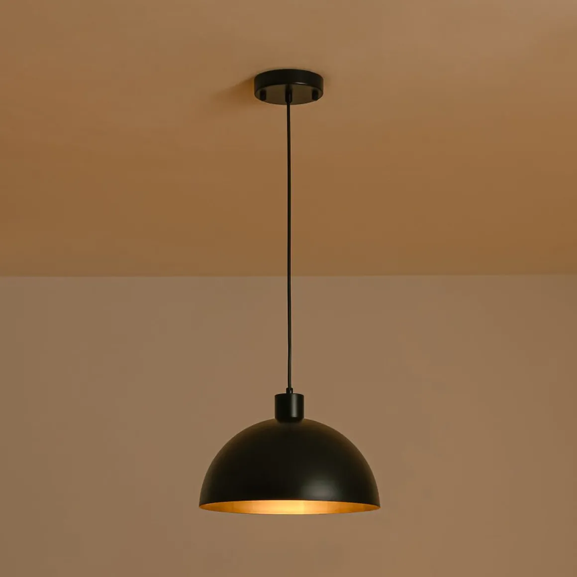 Vintage Antique Bronze 1-Light Iron Dome Pendant Light
