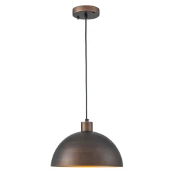 Vintage Antique Bronze 1-Light Iron Dome Pendant Light