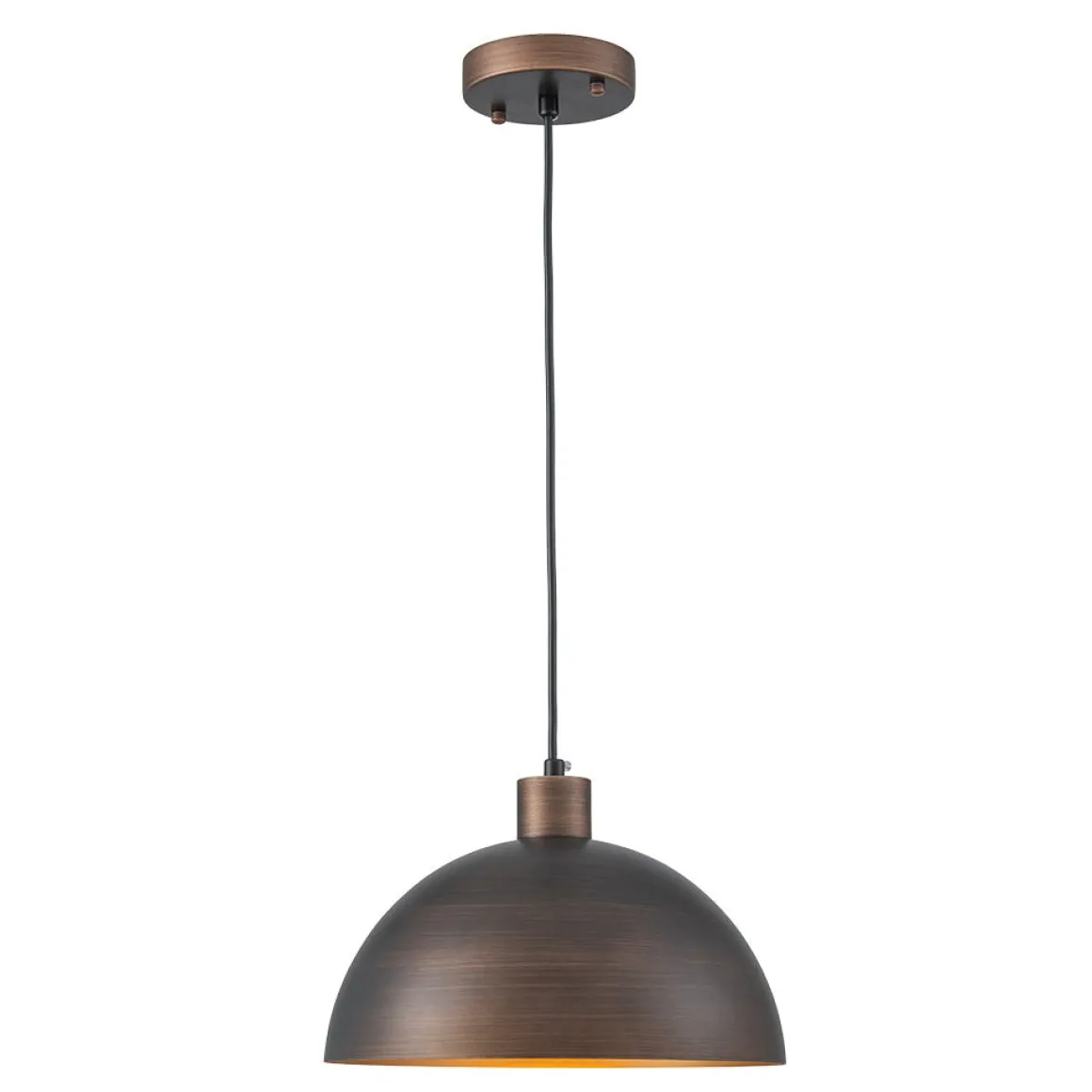 Vintage Antique Bronze 1-Light Iron Dome Pendant Light