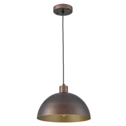 Vintage Antique Bronze 1-Light Iron Dome Pendant Light