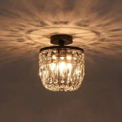 Vintage Black Draped Crystal Round Semi Flush Mount