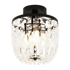 Vintage Black Draped Crystal Round Semi Flush Mount