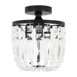 Vintage Black Draped Crystal Round Semi Flush Mount