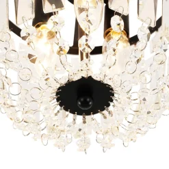 Vintage Black Draped Crystal Round Semi Flush Mount