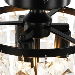 Vintage Black Draped Crystal Round Semi Flush Mount