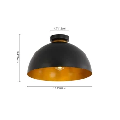 Vintage Farmhouse 1-Light Iron Dome Flush Mount Light