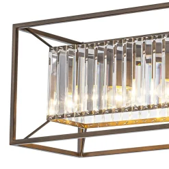 Vintage Italy Glam Crystal Rectangular Linear Chandelier