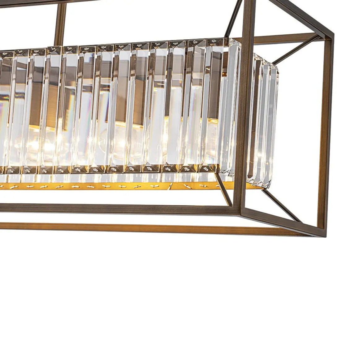 Vintage Italy Glam Crystal Rectangular Linear Chandelier