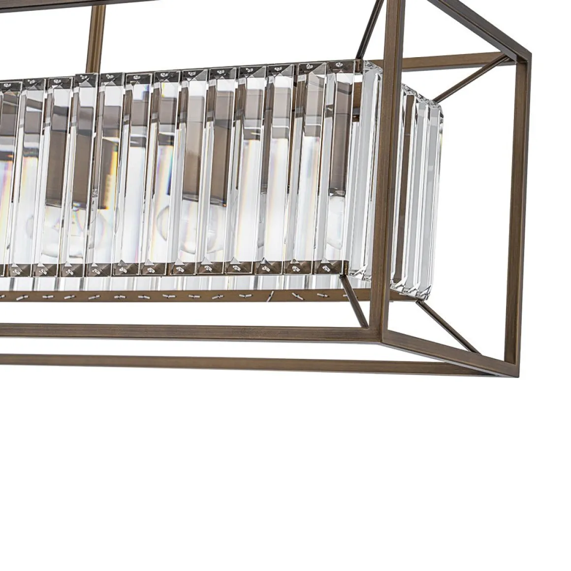 Vintage Italy Glam Crystal Rectangular Linear Chandelier