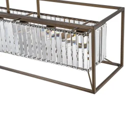 Vintage Italy Glam Crystal Rectangular Linear Chandelier