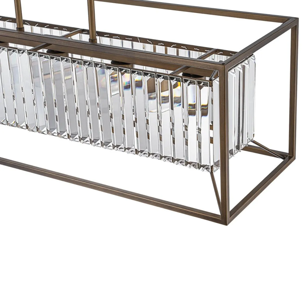 Vintage Italy Glam Crystal Rectangular Linear Chandelier