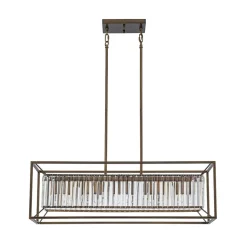 Vintage Italy Glam Crystal Rectangular Linear Chandelier