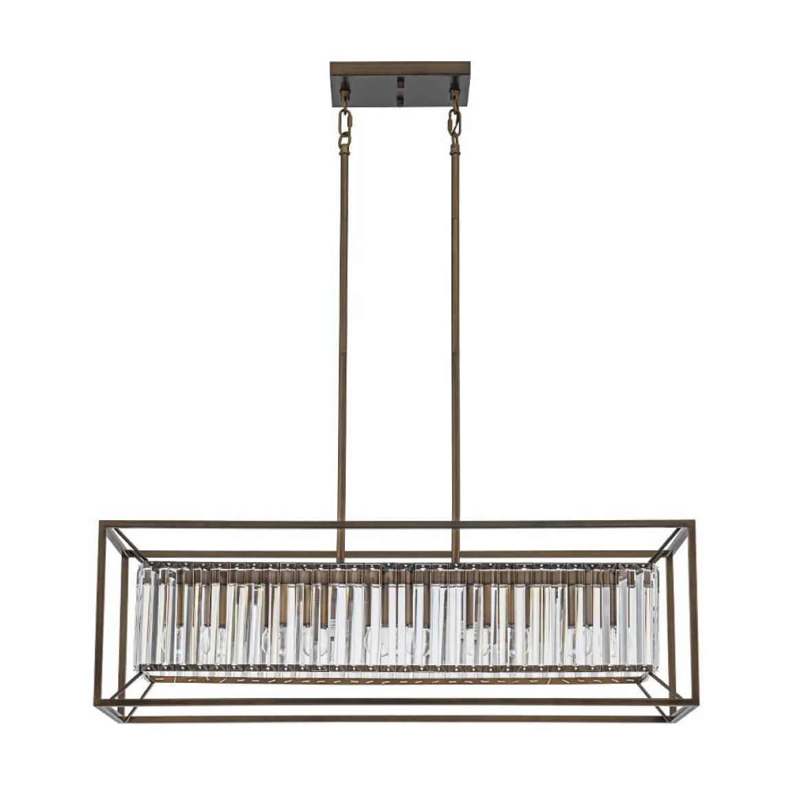 Vintage Italy Glam Crystal Rectangular Linear Chandelier